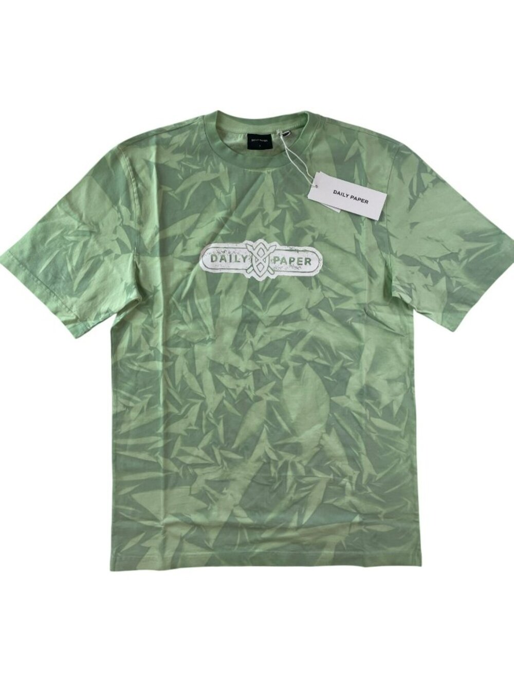 Daily Paper Menef Green Crease Dye T-Shirt Logo Graphic Men's Size Small NWT